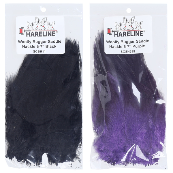 Hareline sadelhackelfjädrar för Woolly Bugger 6-7
