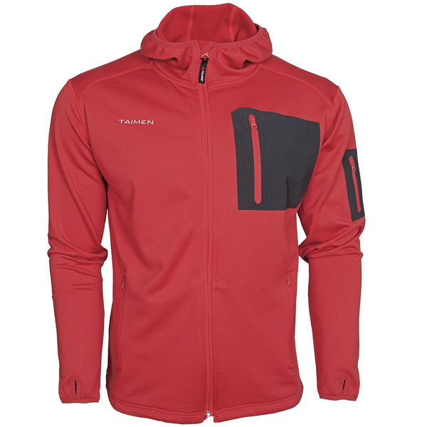 Taimen Polartec Power Stretch fleecejacka med huva och hellång dragkedja