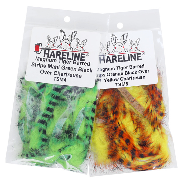 Hareline Magnum zonkerremsor av kaninpäls med tigerränder