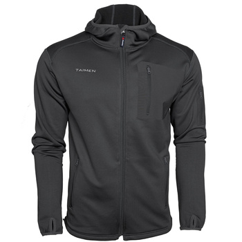 Taimen Polartec Power Stretch fleecejacka med huva och hellång dragkedja