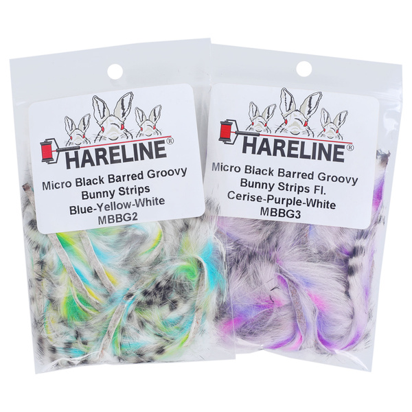 Hareline Micro Groovy Bunny svarttvärbandade kaninpälsremsor